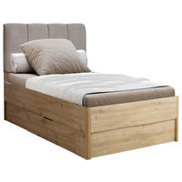 BETT 90/200 cm Eiche Artisan  - Taupe/Eiche Artisan, KONVENTIONELL (90/200cm) - Boxxx