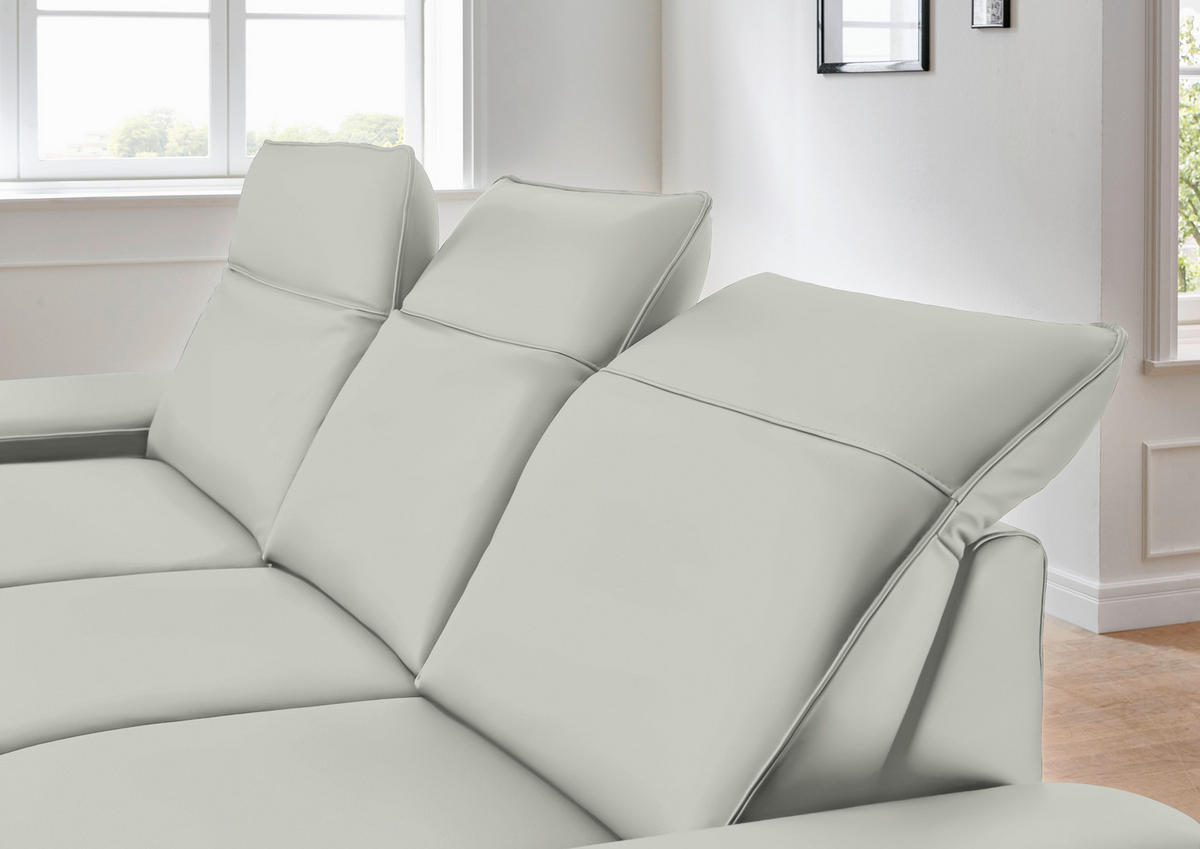 ECKSOFA in Echtleder Hellgrau  193/328 cm  - Hellgrau/Schwarz, Design, Leder/Metall (193/328cm) - Dieter Knoll
