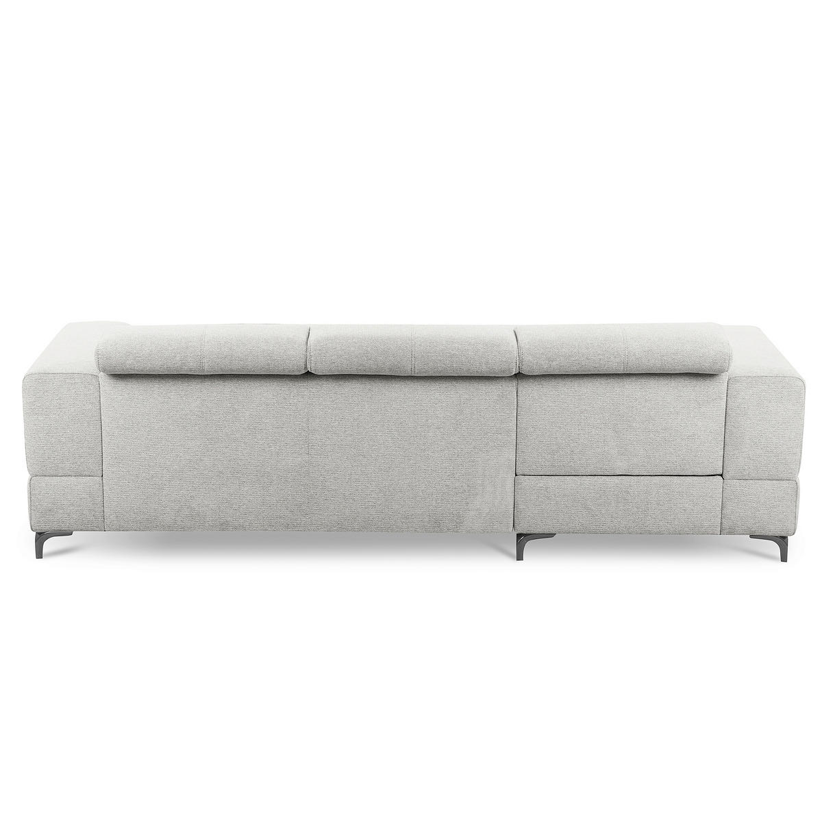 ECKSOFA TORINO Hellgrau Chenille Bettkasten, Kopfteilverstellung  - Schwarzchrom/Hellgrau, Design, Textil/Metall (173/247cm) - Livetastic