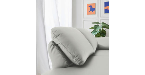 RÉCAMIERE in Echtleder Hellgrau - Chromfarben/Hellgrau, Design, Leder/Metall (209/85-109/95-16cm) - Dieter Knoll