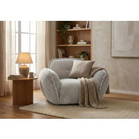 SESSEL in Cord Silberfarben  - Silberfarben/Schwarz, MODERN, Kunststoff/Textil (123/87/120cm) - Trendmanufaktur