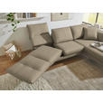 ECKSOFA  in Flachgewebe Hellbraun Armteilverstellung, Relaxfunktion, Drehsitzfunktion  255-365/175-224 cm  - Hellbraun/Schwarz, Design, Textil/Metall (255-365/175-224cm) - Dieter Knoll