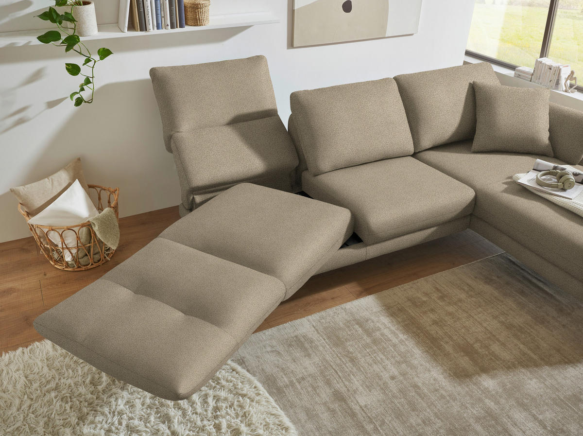 ECKSOFA  in Flachgewebe Hellbraun  255-365/175-224 cm  - Hellbraun/Schwarz, Design, Textil/Metall (255-365/175-224cm) - Dieter Knoll