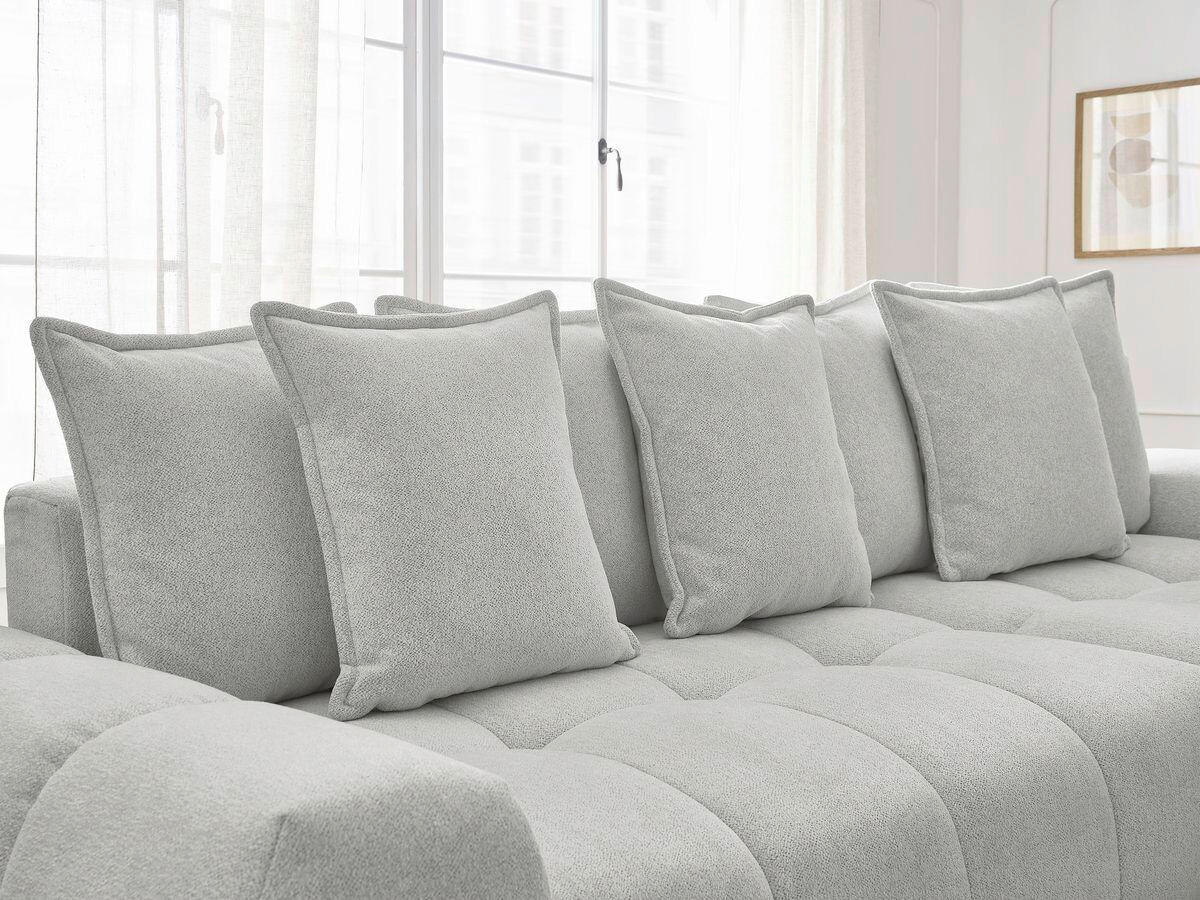 ECKSCHLAFSOFA EVEREST  mit Rücken echt, Armteil links, Armteil rechts Flachgewebe Hellgrau  - Hellgrau/Schwarz, MODERN, Kunststoff/Textil (318/180cm) - Livetastic