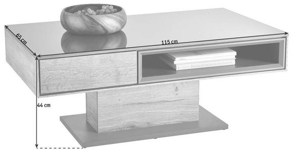 COUCHTISCH in Glas, Holzwerkstoff 115/65/44 cm - Eichefarben/Grau, Design, Glas/Holzwerkstoff (115/65/44cm) - Hom`in