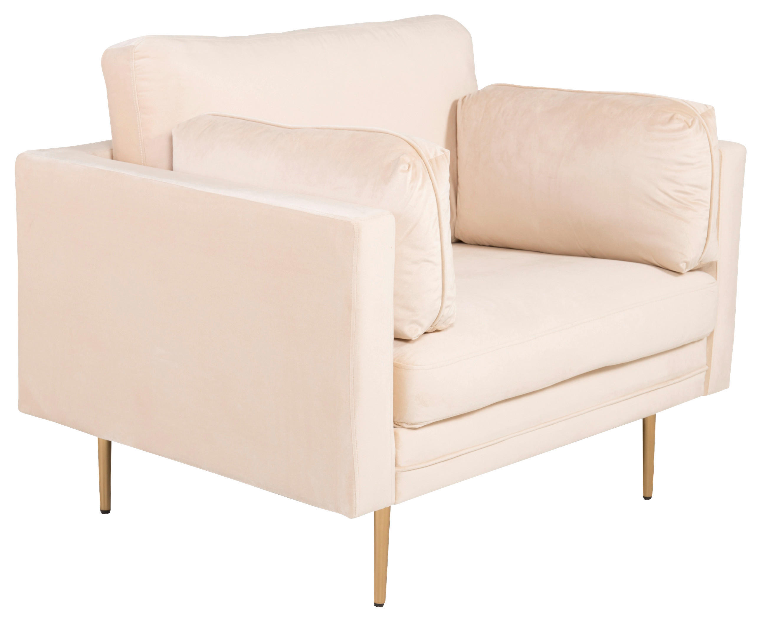 FÅTÖLJ i metall, textil guldfärgad, beige - beige/guldfärgad, Design, metall/textil (110/84/86cm) - Livetastic