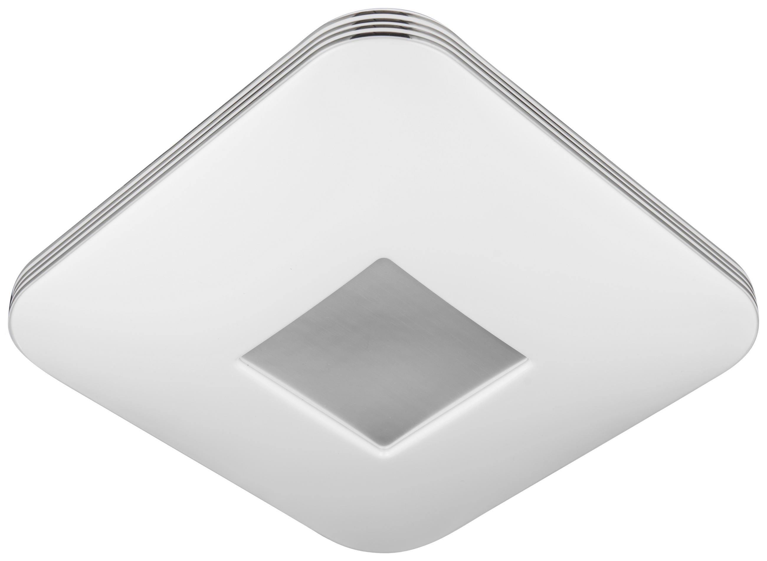 LED STROPNÉ SVIETIDLO, 33/33/8 cm - biela/chrómová, Basics, kov/plast (33/33/8cm) - Novel