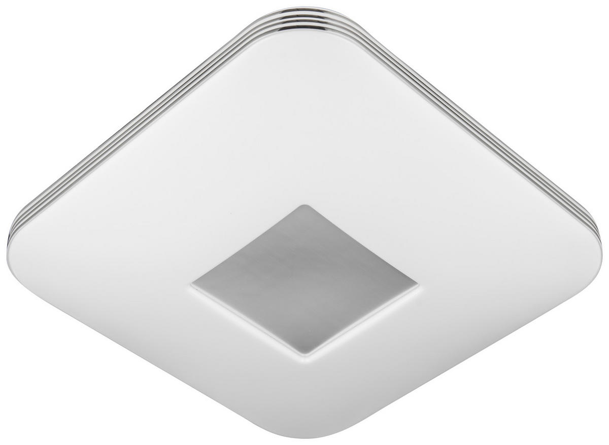 LED MENNYEZETI LÁMPA - króm/fehér, Basics, műanyag/fém (33/33/8cm) - Novel