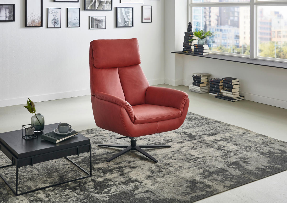 RELAXSESSEL in Textil Rot  - Rot/Schwarz, Design, Textil/Metall (79/108/89cm) - Beldomo System