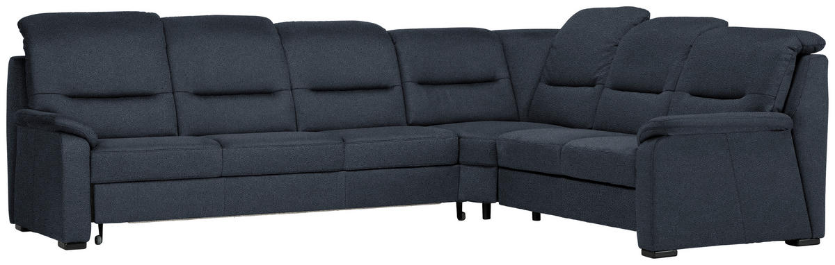 ECKSOFA in Mikrofaser Blau  - Blau/Schwarz, Konventionell, Holz/Textil (303/245cm) - Beldomo Comfort