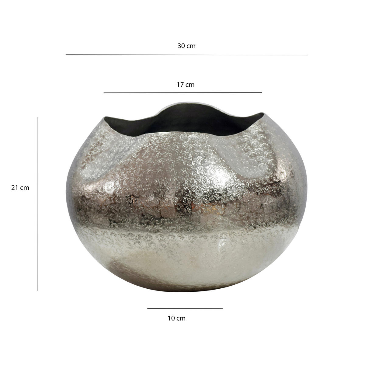 Vază 21 cm  - argintiu, Design, metal (30/30/21cm) - MID.YOU
