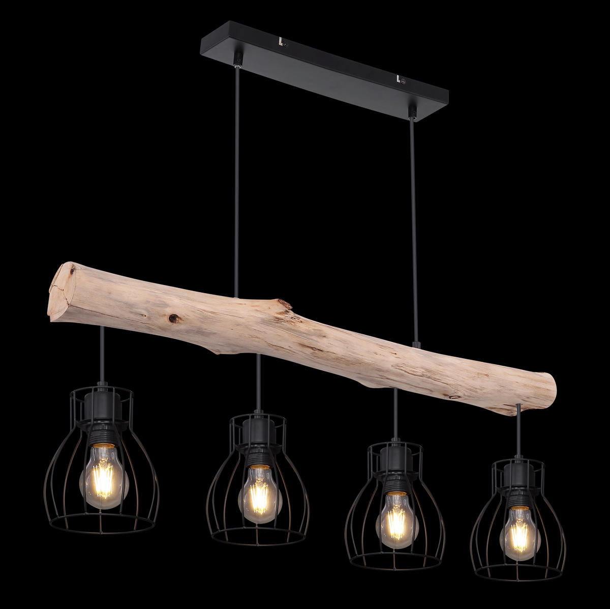 HÄNGLAMPA 82,5/13,6/140 cm  - svart/naturfärgad, Basics, metall/trä (82,5/13,6/140cm) - Globo