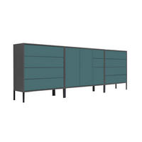 SIDEBOARD  in 263,5/86/33 cm  - Anthrazit/Petrol, MODERN, Holzwerkstoff/Metall (263,5/86/33cm) - MID.YOU