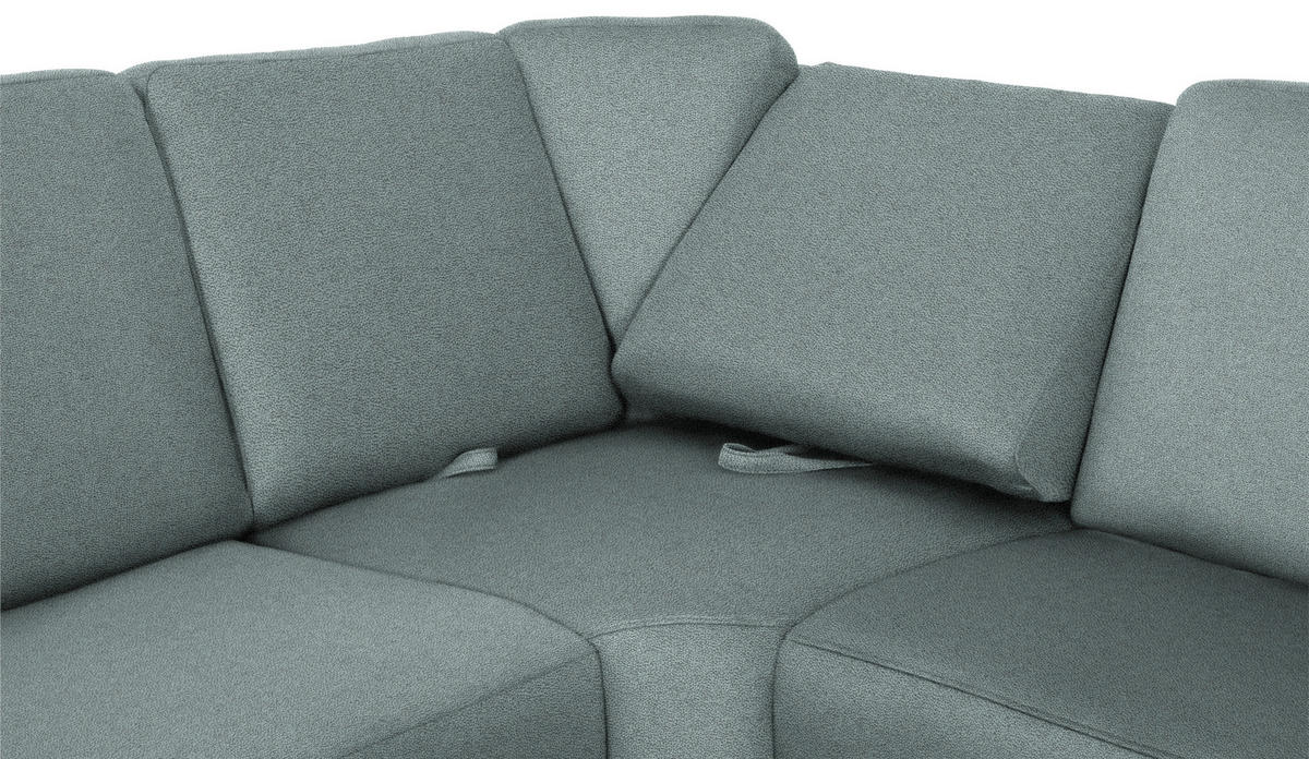 WOHNLANDSCHAFT in Flachgewebe Salbeigrün  - Chromfarben/Salbeigrün, Konventionell, Textil/Metall (240/330/163cm) - Beldomo System