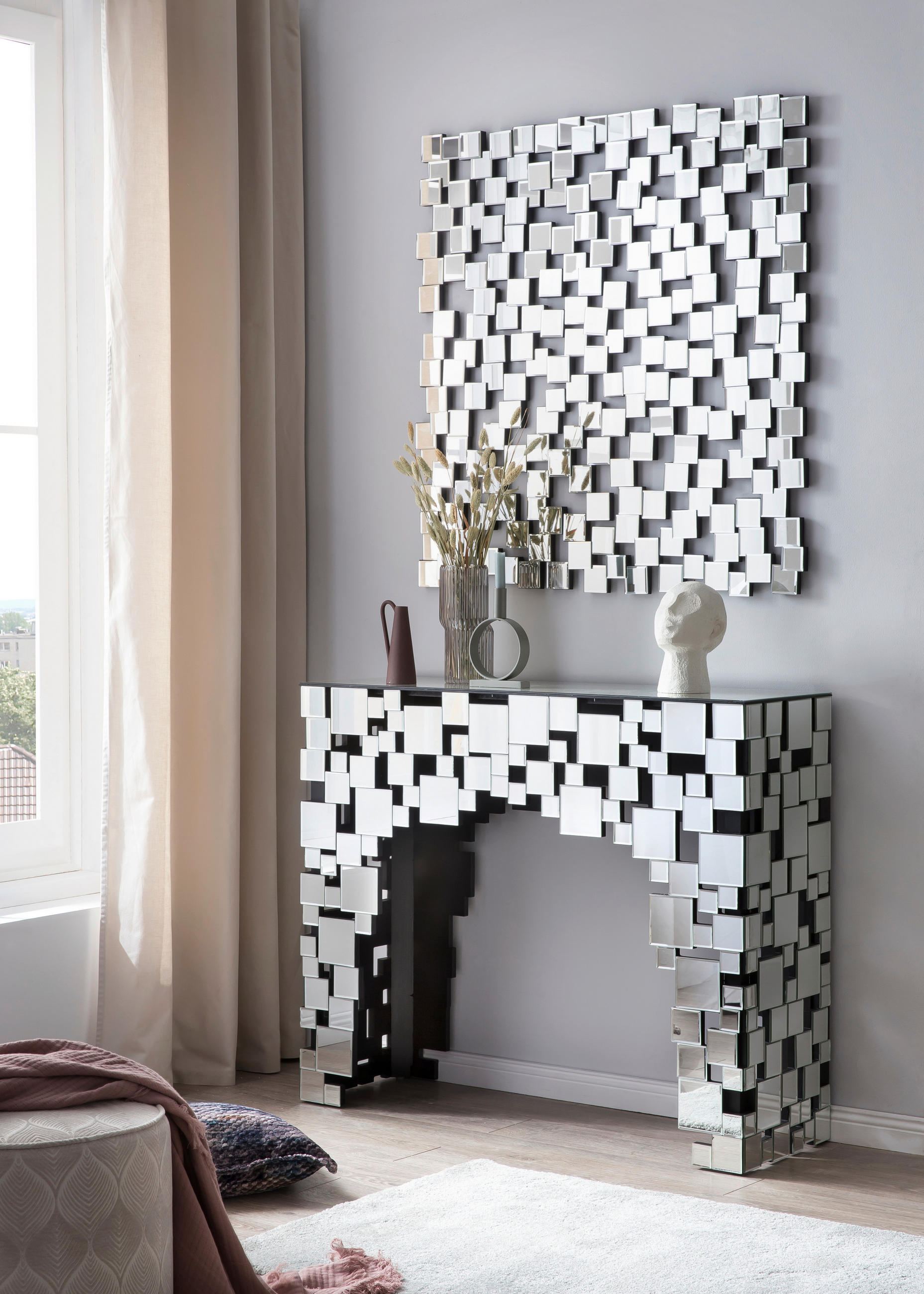 WANDSPIEGEL 102/100/2,5 cm    in quadratisch  - Silberfarben, Design, Glas/Holzwerkstoff (102/100/2,5cm) - Livetastic