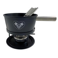 FONDUESET Heidi Cheese Line: Folk Set Alu  - Schwarz/Alufarben, Basics, Metall (42,00/12,00/23,00cm) - Heidi Cheese Line