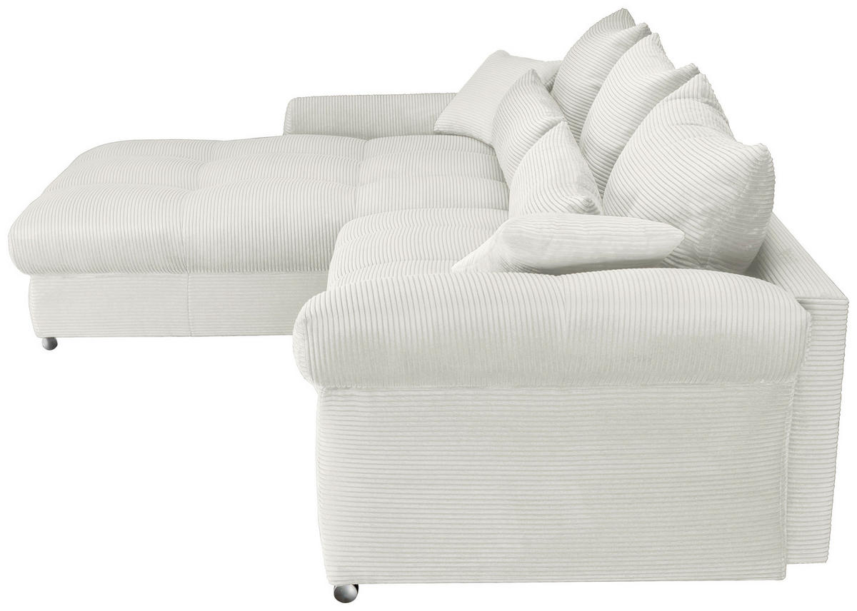 ECKSOFA Creme Cord  - Chromfarben/Creme, KONVENTIONELL, Textil/Metall (225/335cm) - Carryhome
