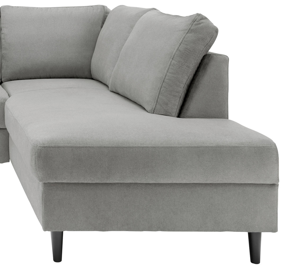 ECKSCHLAFSOFA Grau Chenille  - Schwarz/Grau, MODERN, Holz/Textil (242/200cm) - Livetastic