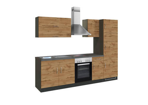 KÜCHENBLOCK in Eichefarben - Eichefarben/Anthrazit, MODERN (270/200/60cm) - Held