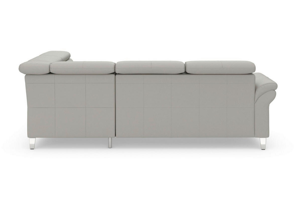 ECKSOFA ARNGAST E Hellgrau Echtleder Kopfteilverstellung  - Chromfarben/Hellgrau, Basics, Leder/Metall (245/194cm) - Sit & More