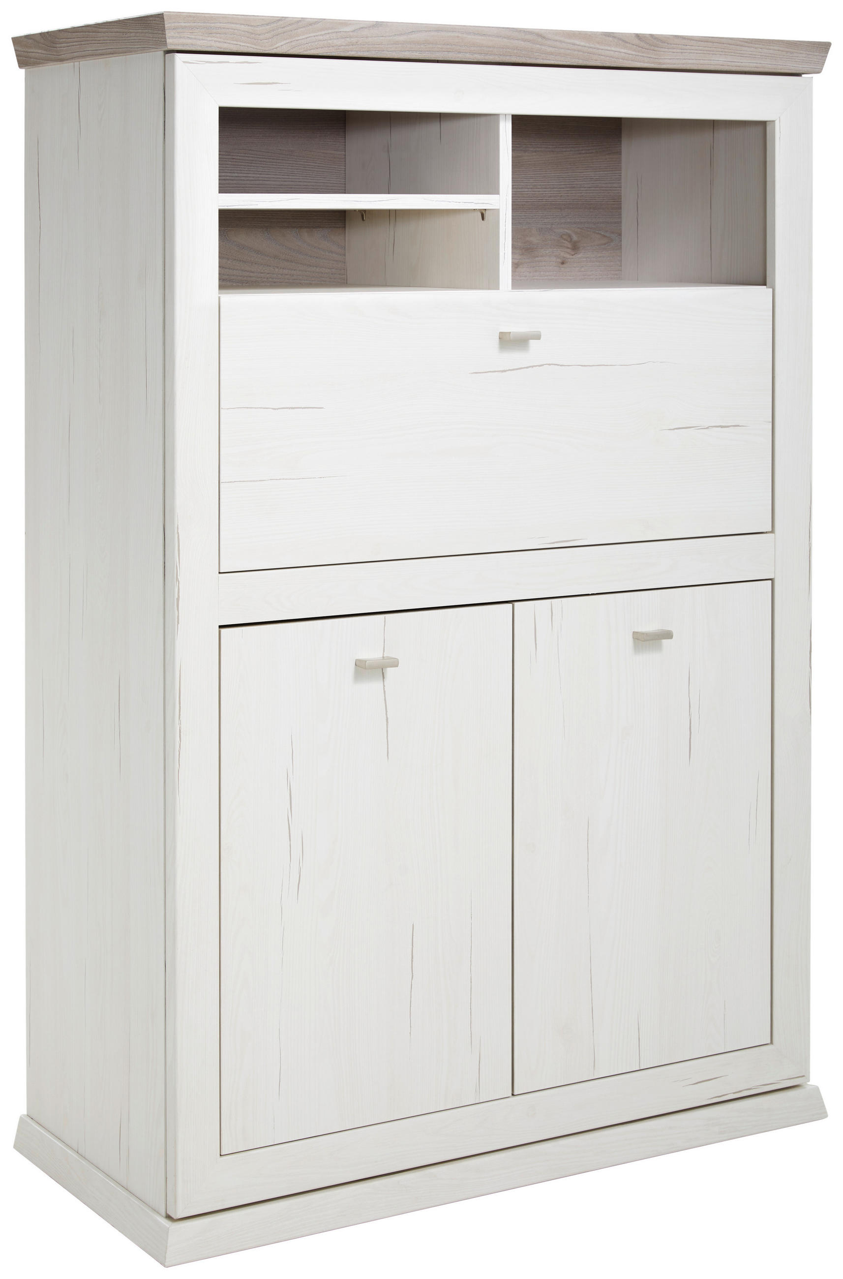 BIROU SECRETAR in gri, alb - culoare nichel/alb, Lifestyle, metal/material pe bază de lemn (90,2/134,4/43cm) - Hom`in