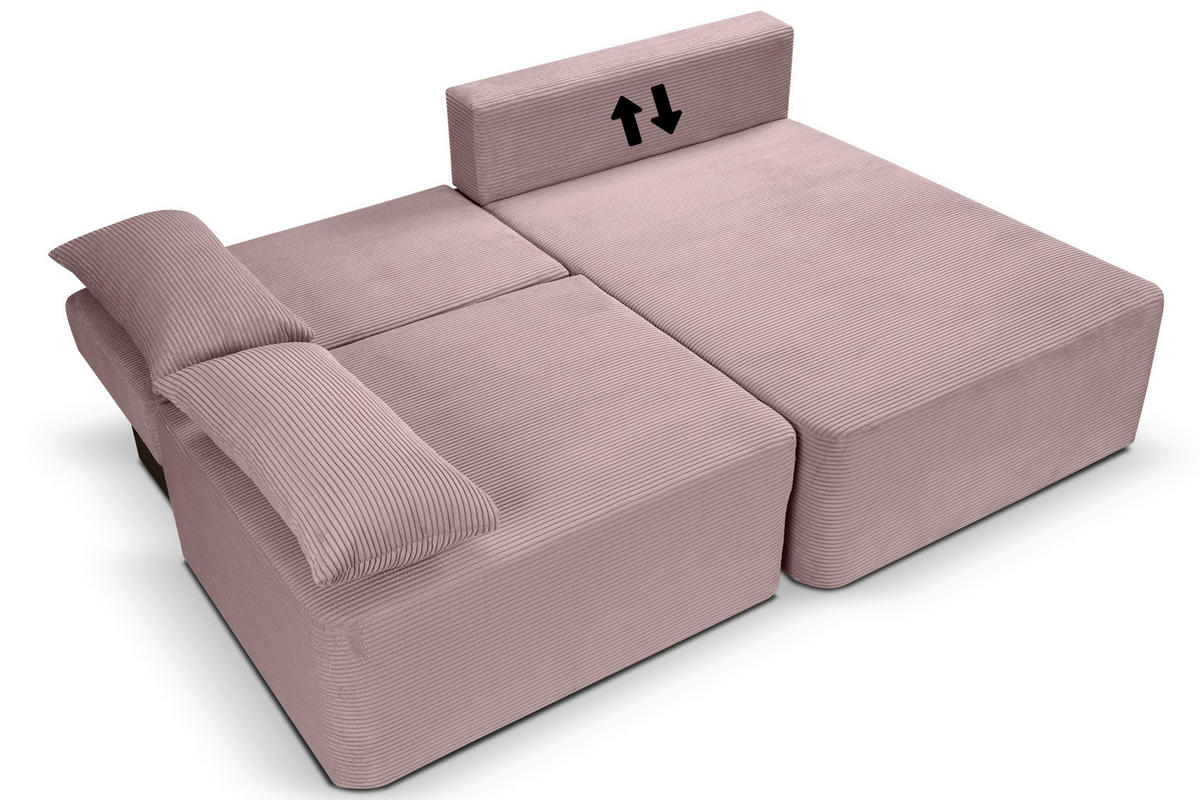 ECKSOFA AMSTERIX Altrosa Cord  - Schwarz/Altrosa, Basics, Kunststoff/Textil (213/158cm) - MID.YOU