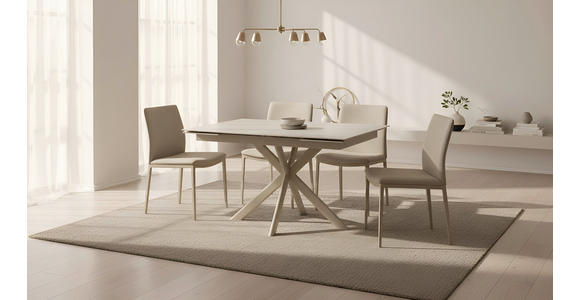 ESSTISCH 120-179/80/76 cm  Metall, Keramik ausziehbar rechteckig Beige  - Beige, Design, Keramik/Metall (120-179/80/76cm) - Belluti