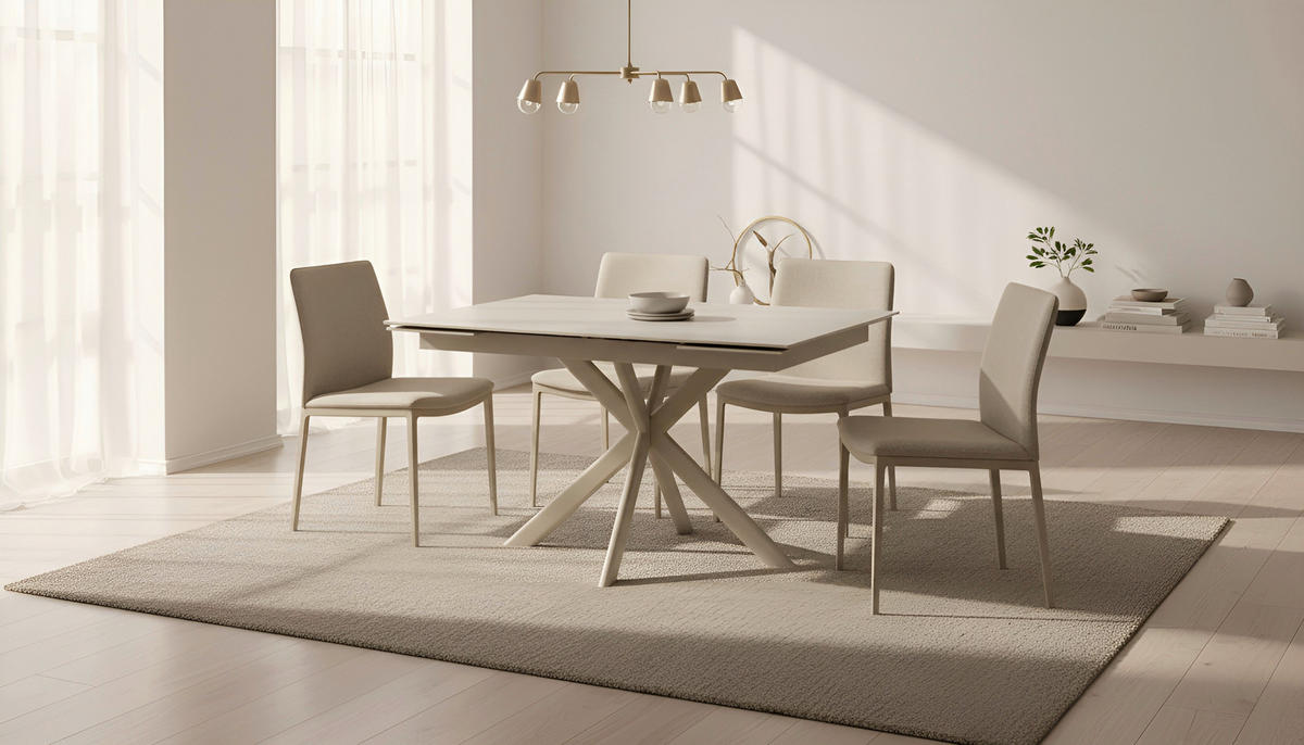 ESSTISCH 120-179/80/76 cm  Metall, Keramik ausziehbar rechteckig Beige  - Beige, Design, Keramik/Metall (120-179/80/76cm) - Belluti
