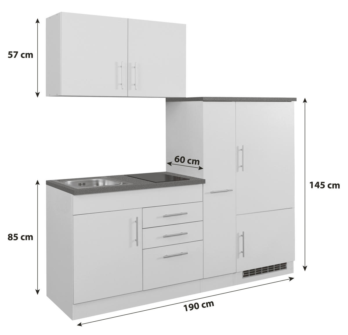 KÜCHENBLOCK 190 cm   Weiss  - Chromfarben/Weiss, Modern, Holzwerkstoff/Metall (190cm) - Held