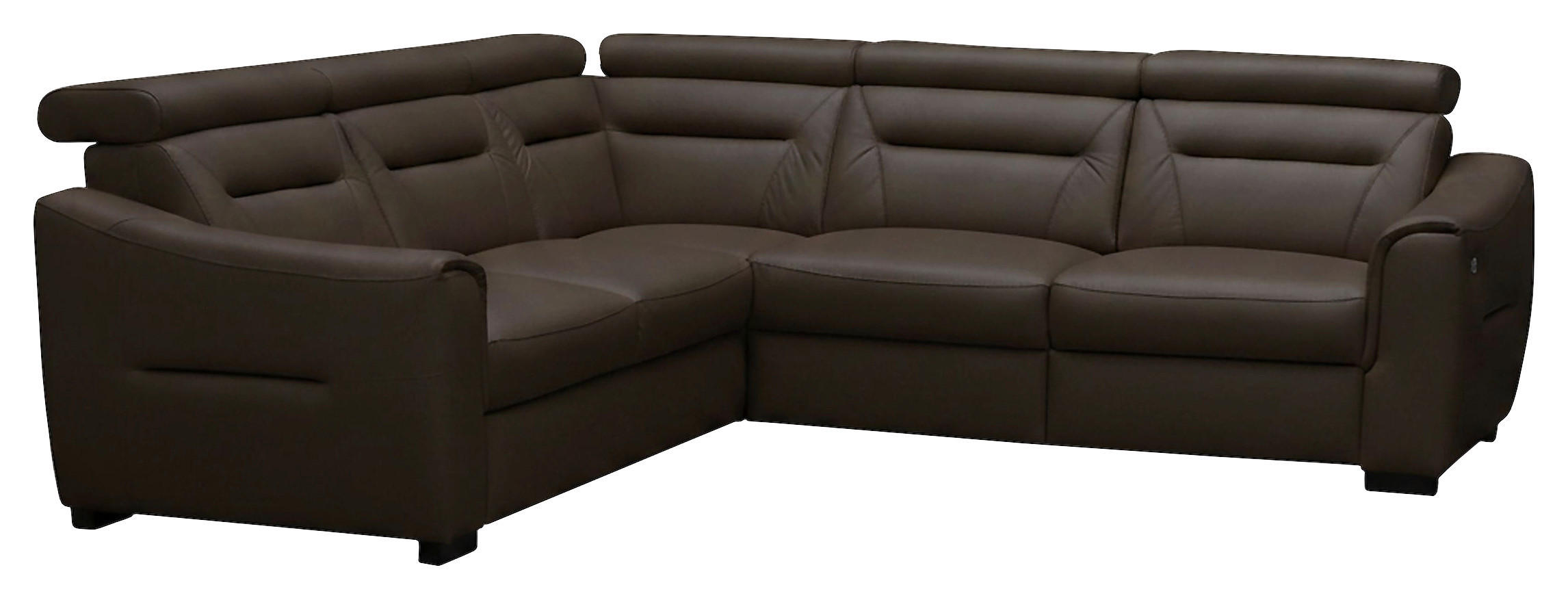 ECKSOFA Dunkelbraun Echtleder Lederlook Schlaffunktion, Rücken echt, Relaxfunktion, Kopfteilverstellung  - Wengefarben/Dunkelbraun, Design, Leder/Holz (260/260cm) - Celina Home