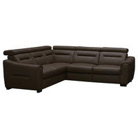 ECKSOFA Dunkelbraun Echtleder Lederlook Schlaffunktion, Rücken echt, Relaxfunktion, Kopfteilverstellung  - Wengefarben/Dunkelbraun, Design, Leder/Holz (260/260cm) - Celina Home
