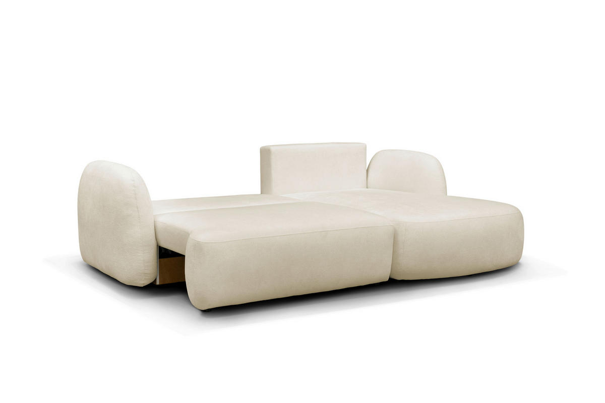 ECKSOFA VELU Creme Chenille  - Creme/Schwarz, Design, Textil (270cm) - MID.YOU