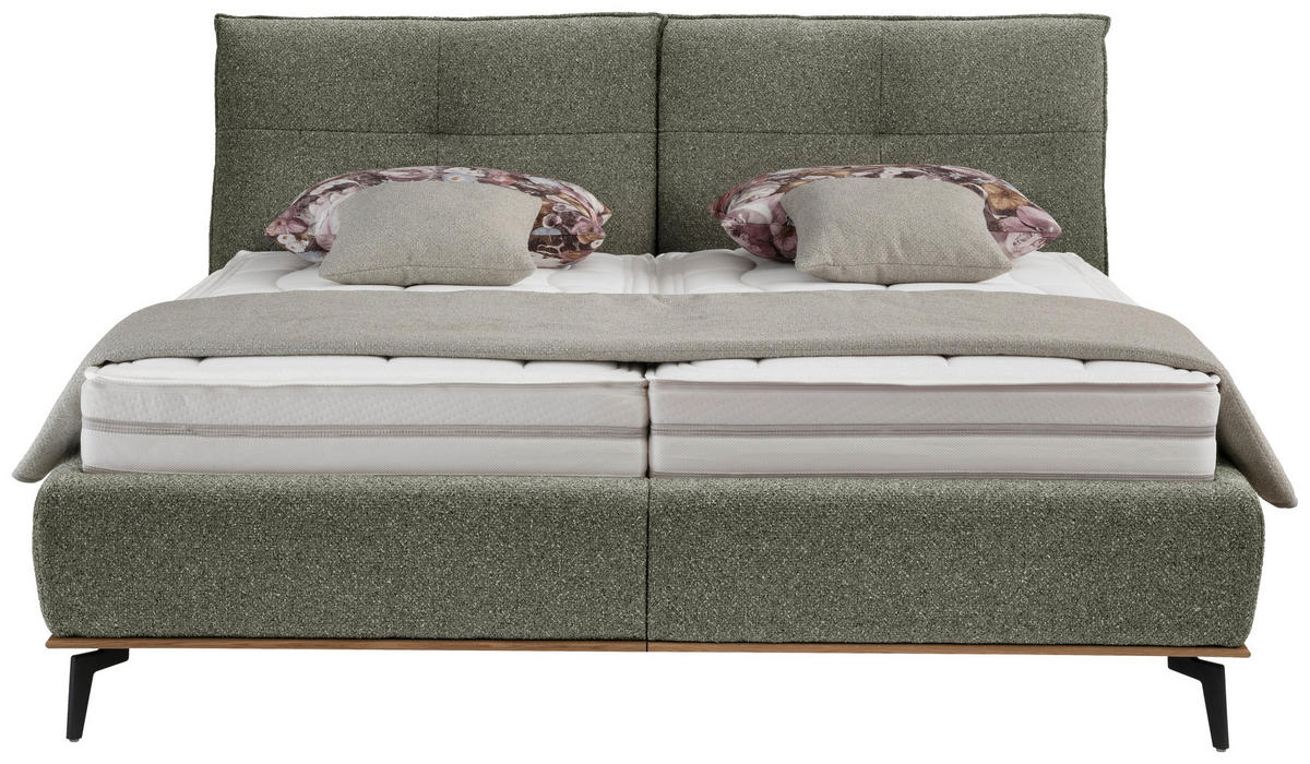 POLSTERBETT 180/200 cm  in Olivgrün  - Weiss/Creme, Design, Holz/Holzwerkstoff (180/200cm) - Beldomo - Sleep