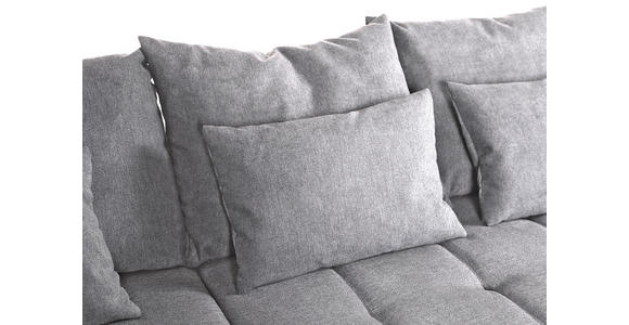 ECKSOFA  in Flachgewebe Hellgrau  205/300 cm  - Hellgrau/Schwarz, KONVENTIONELL, Textil/Metall (205/300cm) - Carryhome