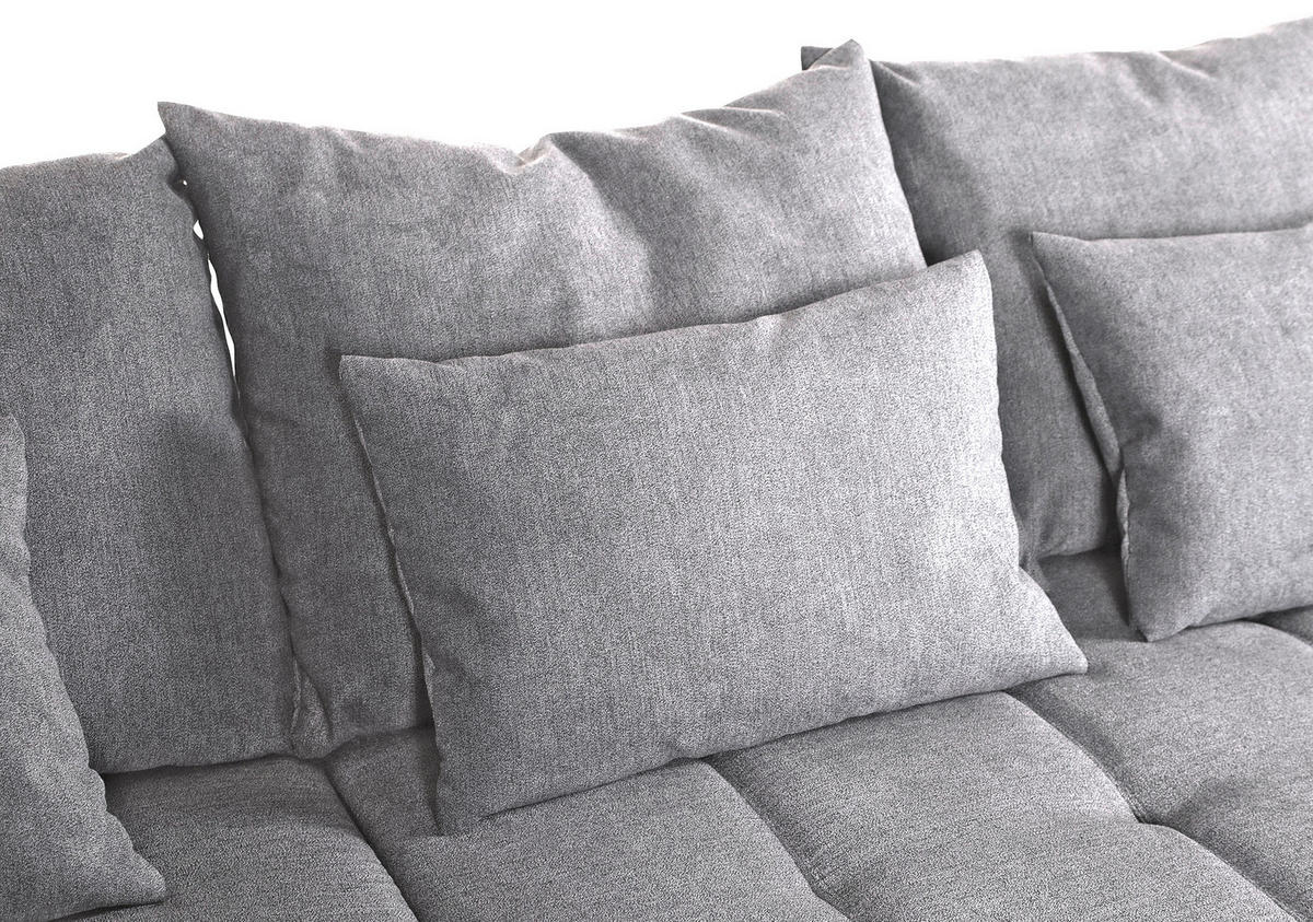 ECKSOFA  in Flachgewebe Hellgrau  205/300 cm  - Hellgrau/Schwarz, KONVENTIONELL, Textil/Metall (205/300cm) - Carryhome