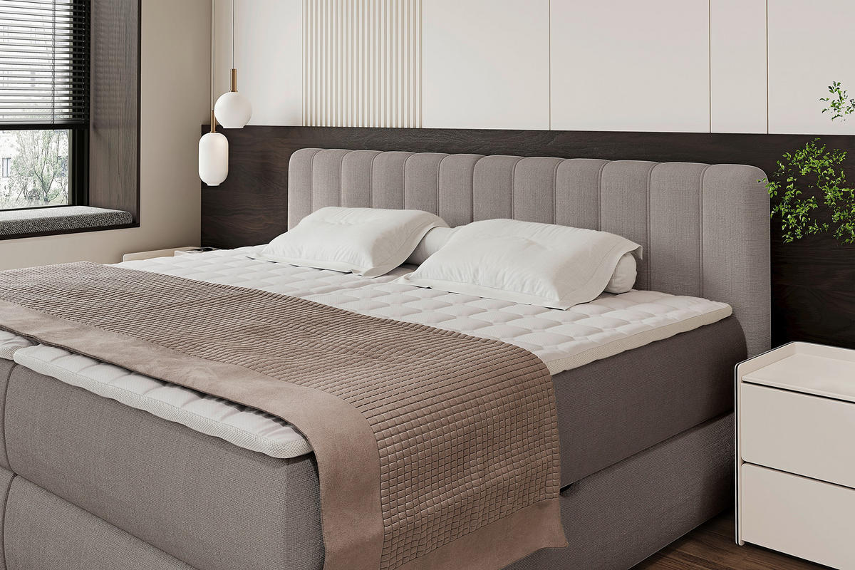 BOXSPRINGBETT 240/200 cm  in Taupe  - Taupe/Schwarz, Design, Kunststoff/Textil (240/200cm) - Chameo