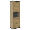 VITRINE  in Dunkelgrau, Eiche Artisan  - Dunkelgrau/Schwarz, Basics, Glas/Holzwerkstoff (69,6/209,4/43cm) - Hom`in