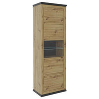 VITRIN sötétszürke, Artisan tölgy  - fekete/Artisan tölgy, Basics, faalapú anyag/Üveg (69,6/209,4/43cm) - Hom`in