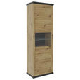 VITRINE  in Dunkelgrau, Eiche Artisan  - Dunkelgrau/Schwarz, Basics, Glas/Holzwerkstoff (69,6/209,4/43cm) - Hom`in