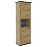 VITRINE in Dunkelgrau, Eiche Artisan - Dunkelgrau/Schwarz, Basics, Glas/Holzwerkstoff (69,6/209,4/43cm) - Hom`in
