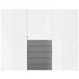 SCHWEBETÜRENSCHRANK  in Grau, Weiß  - Chromfarben/Weiß, Design, Glas/Holzwerkstoff (280/222/68cm) - Moderano