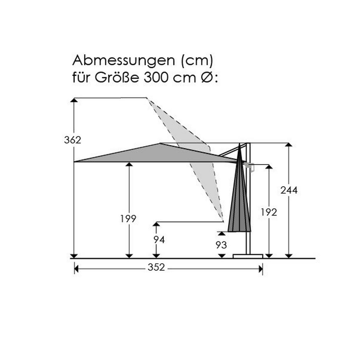 BOČNÍ SLUNEČNÍK 352/244/300 cm - antracitová/červená, Basics, kov/textil (352/244/300cm)