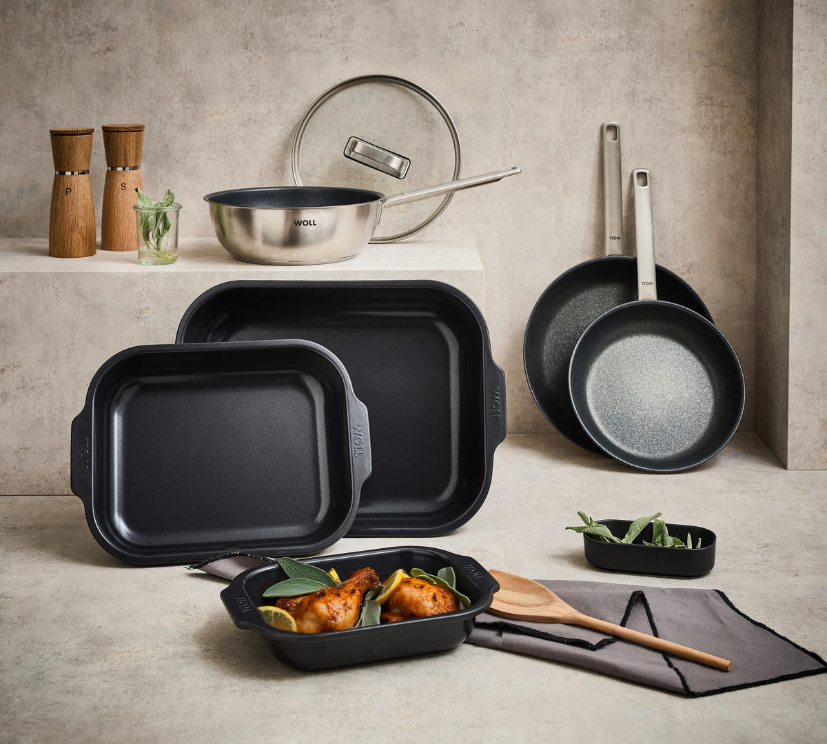 SAUTEUSE STEEL 4 L  - Grau, Basics, Glas/Metall (24cm) - WOLL