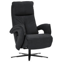 RELAXSESSEL in Leder Schieferfarben  - Schieferfarben/Schwarz, Design, Leder/Metall (77/110/87cm) - Valdera