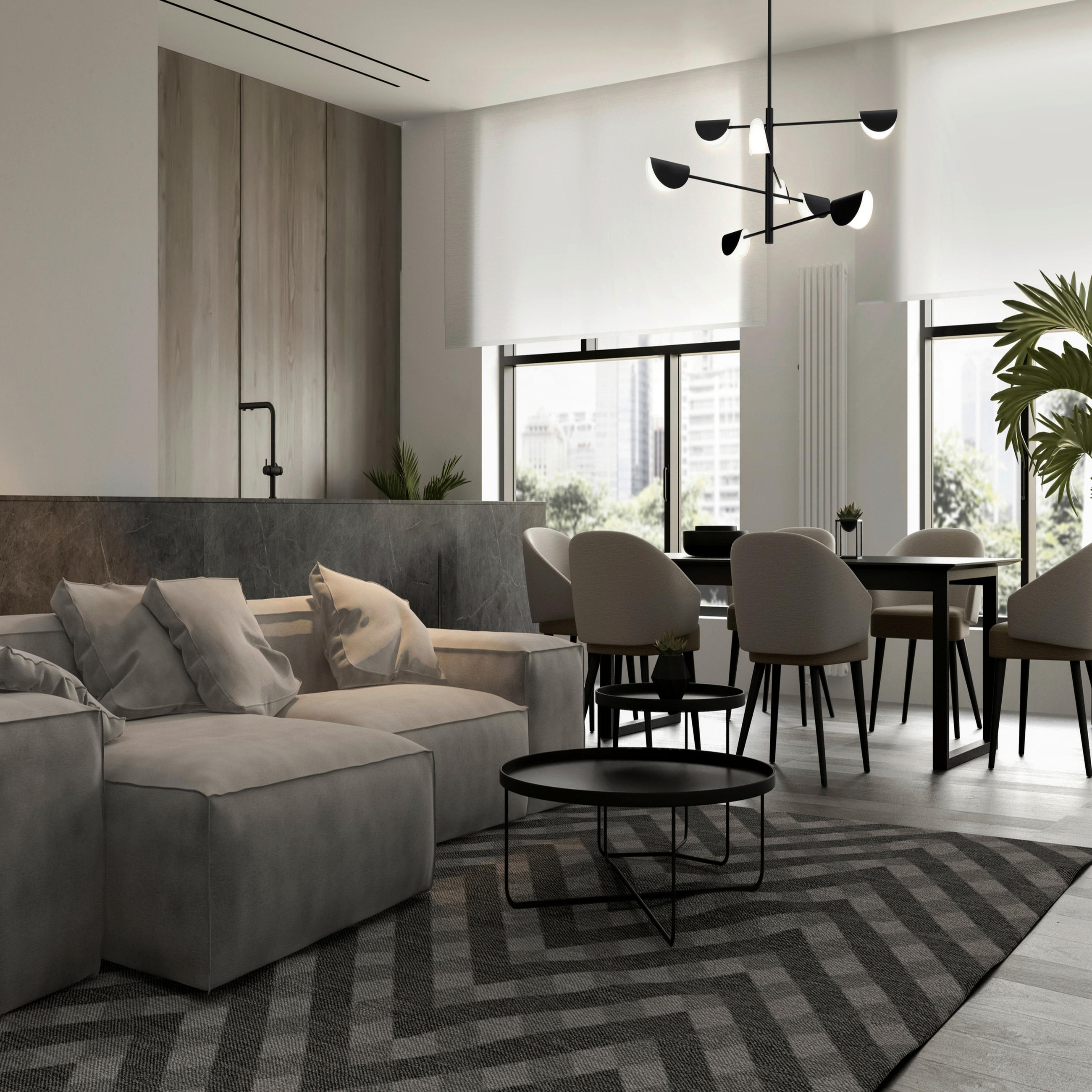 KRONLEUCHTER 125/103,7/125 cm - Schwarz, Basics, Kunststoff/Metall (125/103,7/125cm) - MAYTONI