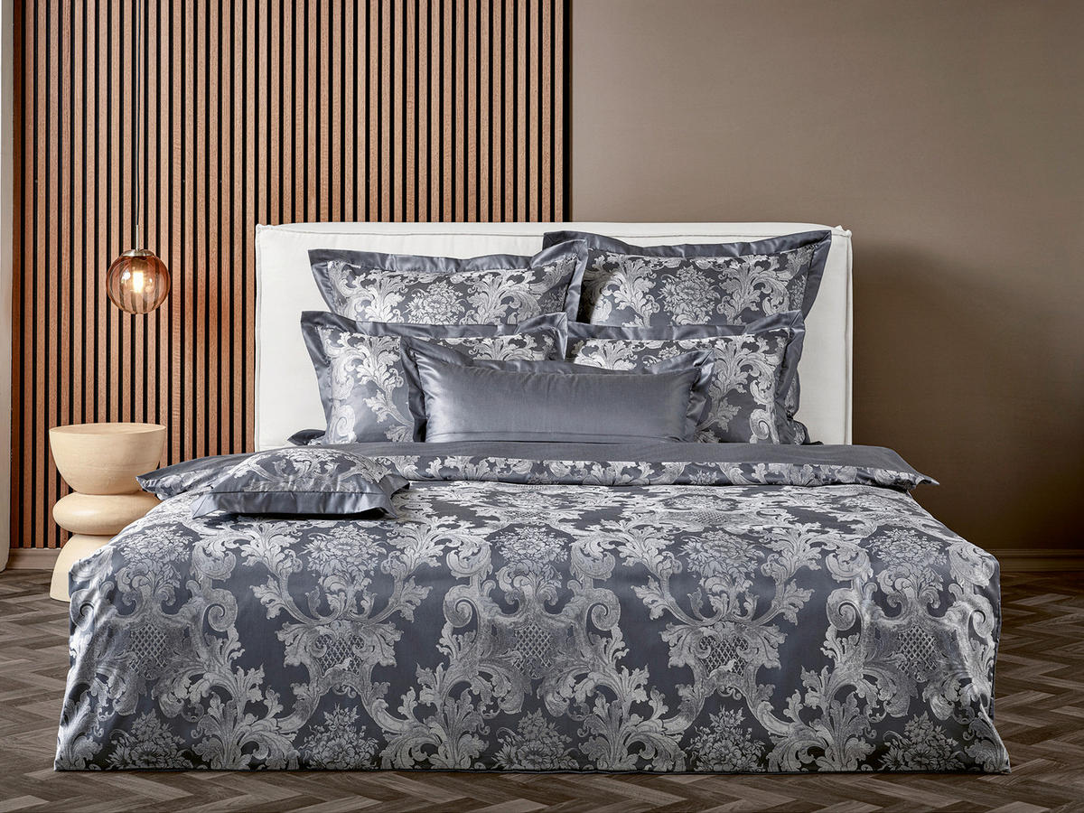 POSTELJNINA LOUIS XIV. 200/200 cm damast siva, črna, bela  - siva/črna, Basics, tekstil (200/200cm) - Curt Bauer