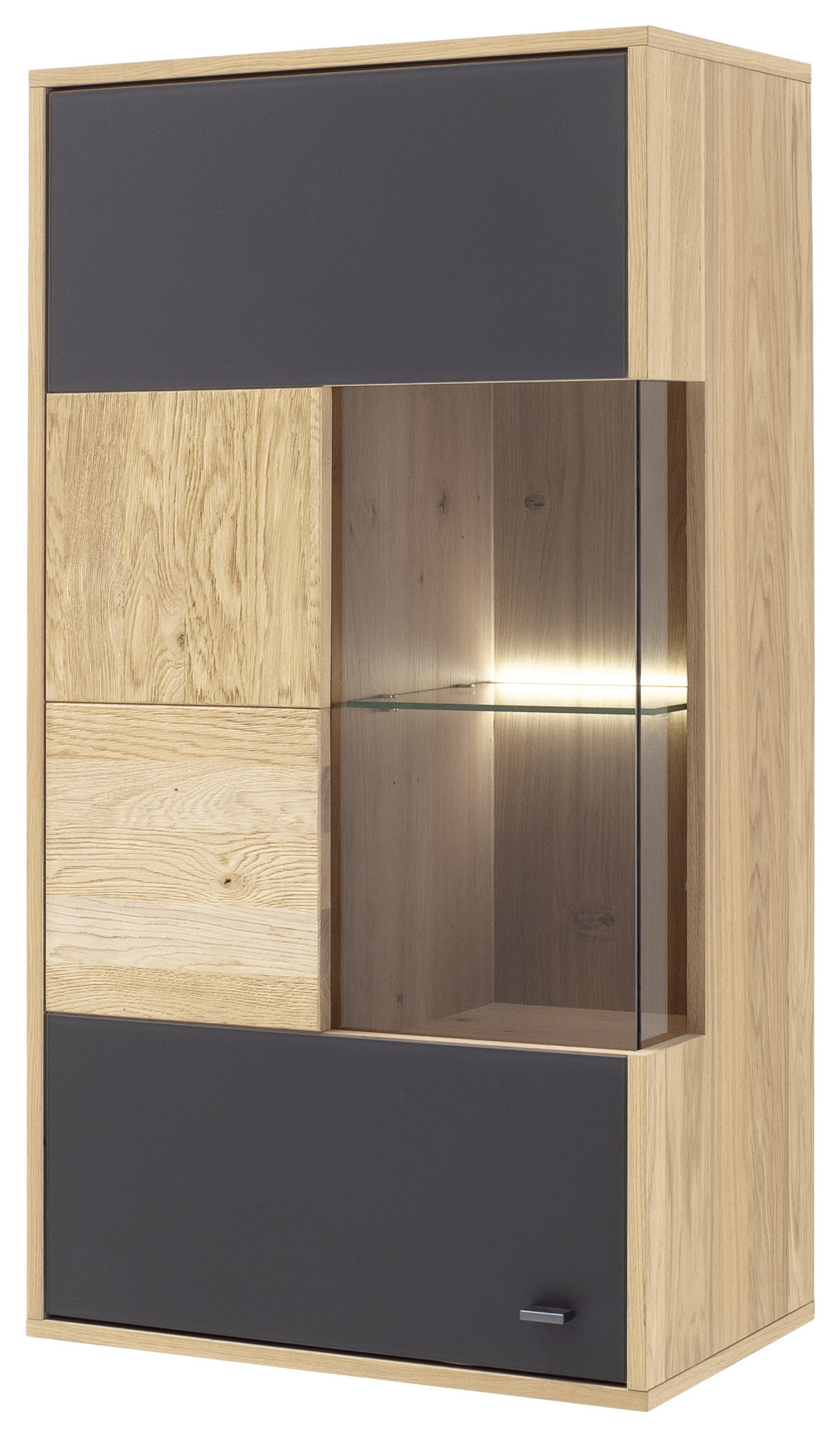 HÄNGEVITRINE in Anthrazit, Eiche Bianco   - Eiche Bianco/Anthrazit, Design, Glas/Holz (64/119/37cm) - MID.YOU