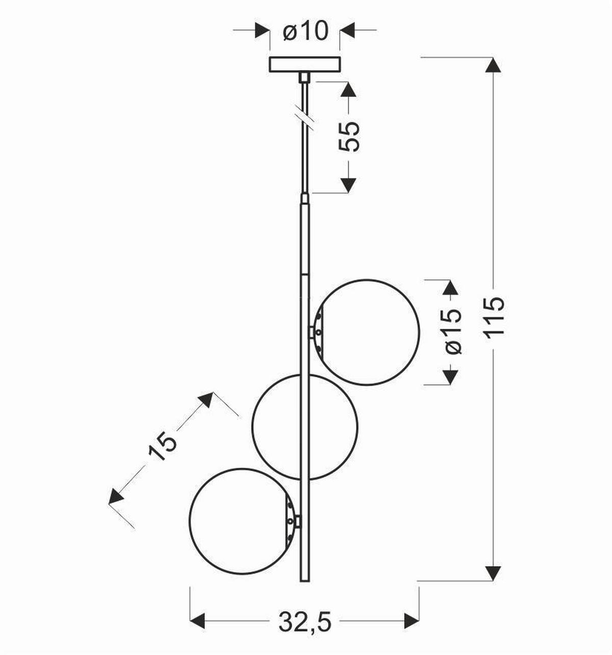 HÄNGELEUCHTE 32.5/32.5/115 cm  - Goldfarben/Schwarz, Basics, Metall (32.5/32.5/115cm)