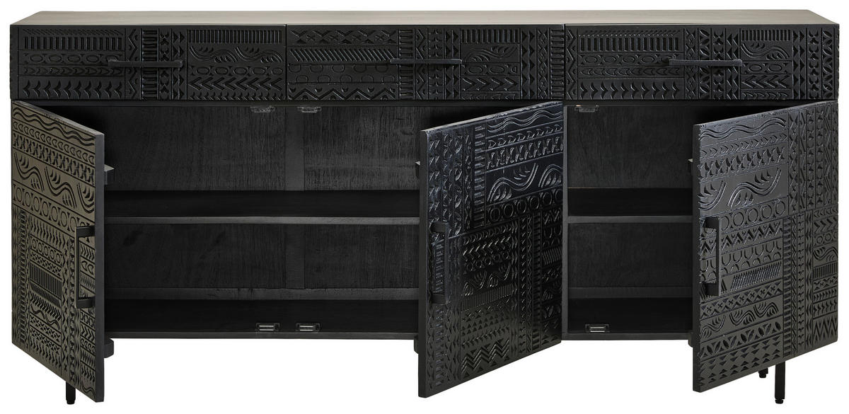 SIDEBOARD  170/80/40 cm 3 Schublade(n)  - Schwarz, LIFESTYLE, Holz/Metall (170/80/40cm) - Landscape