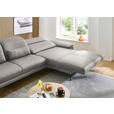 ECKSOFA in Echtleder Hellgrau  - Hellgrau/Schwarz, Design, Leder/Metall (332/193cm) - Dieter Knoll